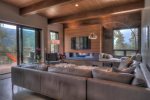 The floor to ceiling windows offer views of the slopes at Keystone Resort